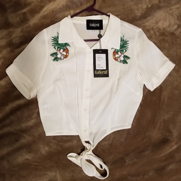 Modcloth Tops - Pineapple Tie Crop Top ModCloth